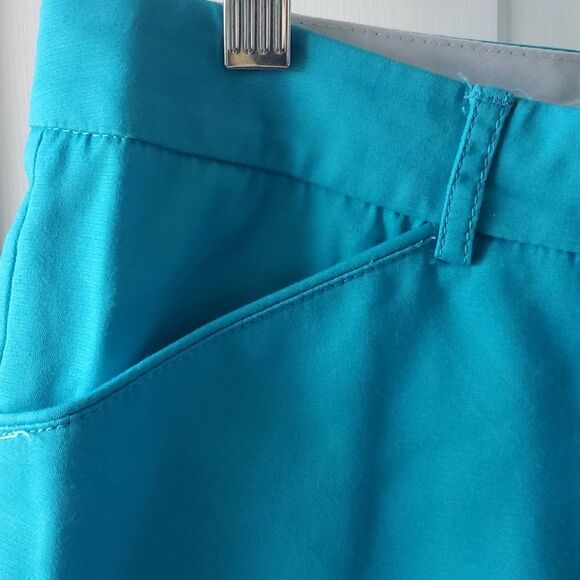 ZAC & RACHEL ZIP UP AQUA BLUE TURQUOISE CAPRI CROPPED PANTS SIZE 8 COTTON - Picture 2 of 9